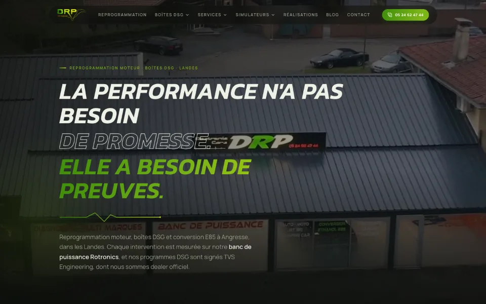 Site de DRP Motorsport, avec le simulateur Chiptune